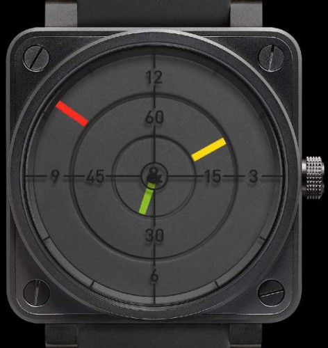 Bell & Ross Radar black dial rubber strap watch