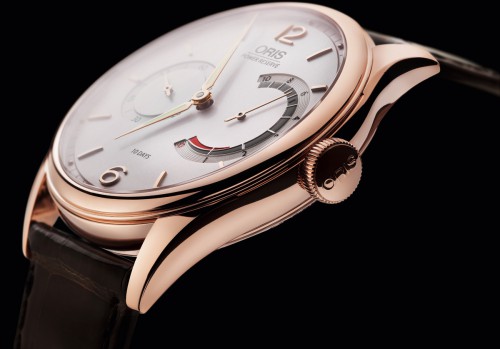 Side of Oris 110 Years limited edition rose gold watch