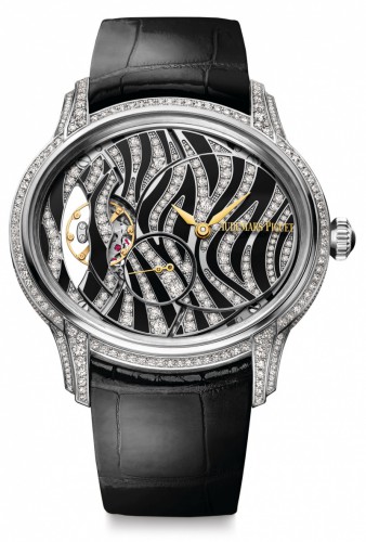 Front of Audemars Piguet Millenary Hand-Wound diamonds and velvet-black onyx watch