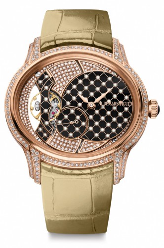 Front of Audemars Piguet Millenary Hand-Wound diamonds and rose gold watch 
