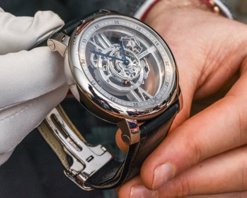Cartier Rotonde De Cartier Astrotourbillon Skeleton watch hands on 